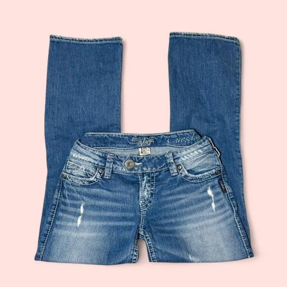 Y2K cropped jeans with wings on the back pockets - Picture 2 of 7